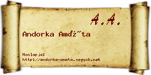 Andorka Amáta névjegykártya
